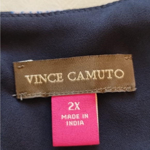 Vince Camuto Navy Floral Spring Injection Sleeveless Roundneck Blouse Sz XXL. - Picture 4 of 12